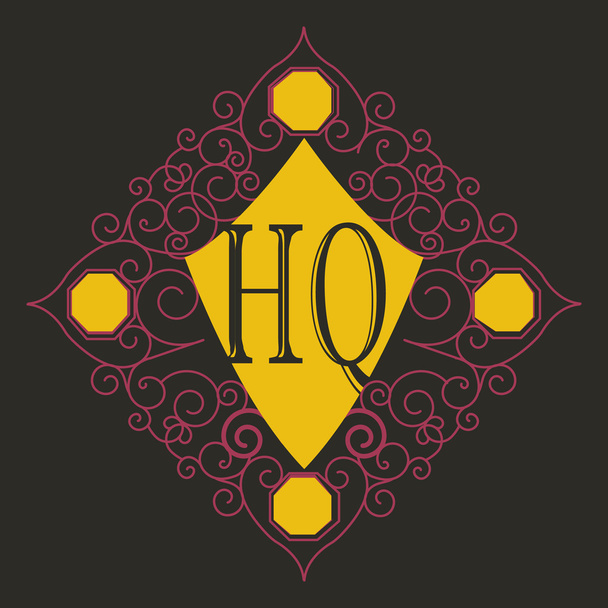 Flourishes calligraphic monogram emblem template. Luxury elegant frame ornament line logo design vector illustration. Good for Royal sign, Restaurant, Boutique, Cafe, Hotel, Heraldic, Jewelry, Fashion - Vettoriali, immagini