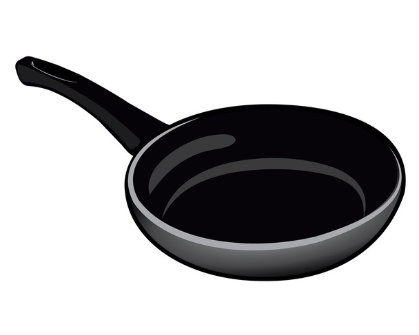 Zwarte geïsoleerde Teflon-pan voor keuken op een witte achtergrond - Vector, afbeelding