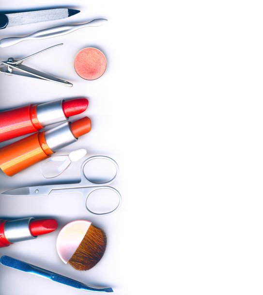 Makeup brush and cosmetics - Photo, Image