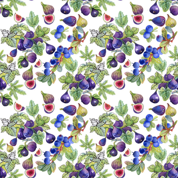 ripe fig fruits pattern - Foto, afbeelding