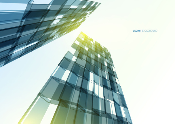 Modern blue glass wall of office building - Vector, Image