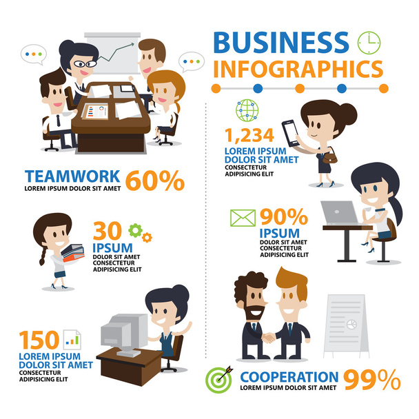 Infografik Büro und Geschäft, Lifestylevektor   - Vektor, Bild