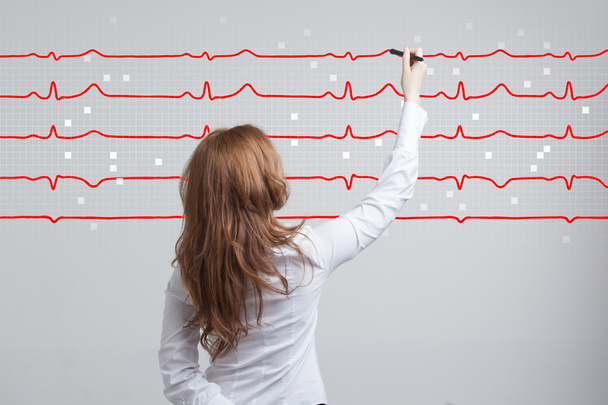 médico mulher desenho cardiograma
 - Foto, Imagem