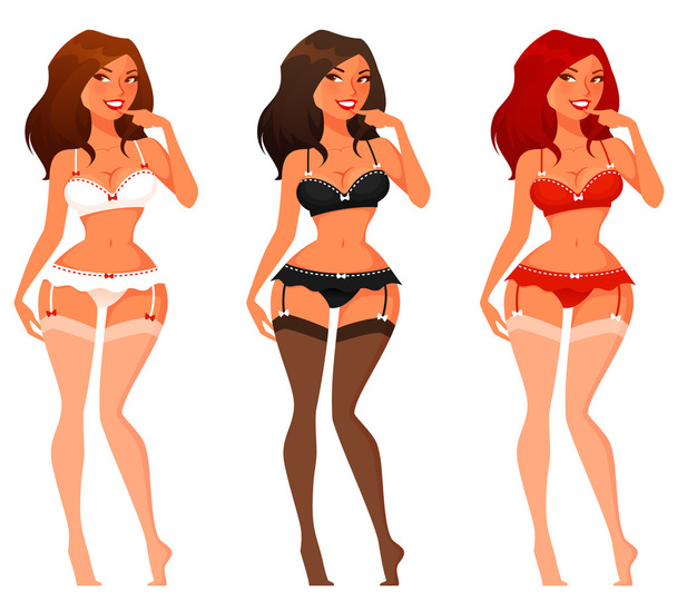 sexy pinup girl in lingerie - Vector, Image