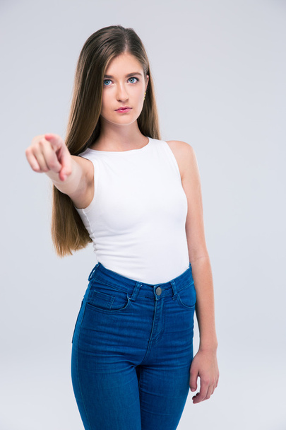 Female teenager pointing finger at camera  - Φωτογραφία, εικόνα