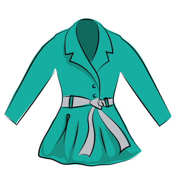 Dress Coat Hand Drawn Vector Icon - Vetor, Imagem