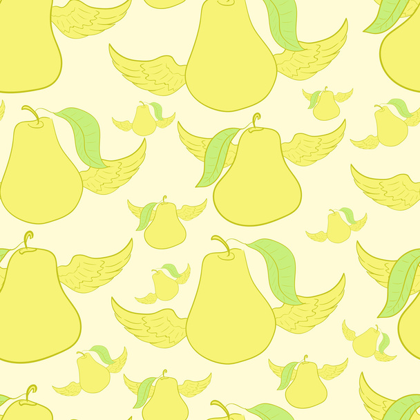 Seamless winged pears - Vector, Image