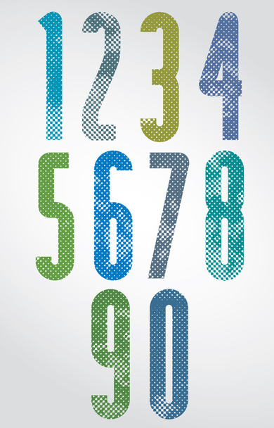 Halftone print dots  numbers - Vector, Image