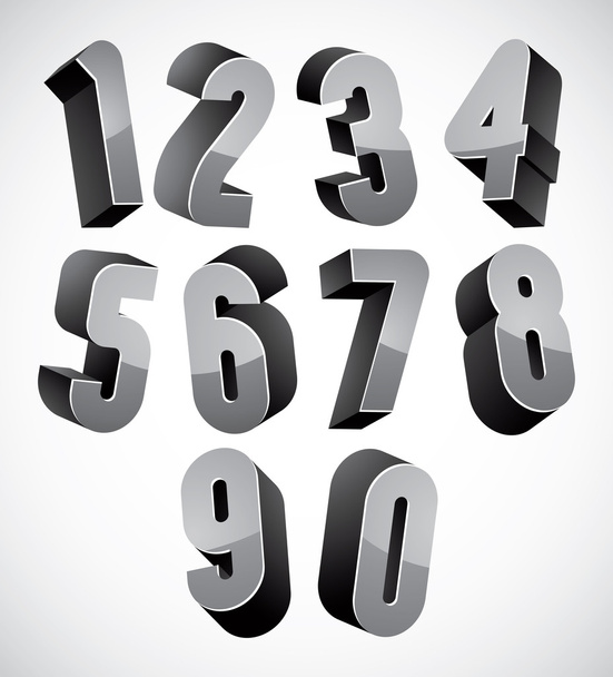 3d numbers set - ベクター画像