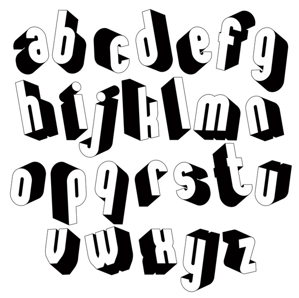 Black and white 3d font - Vektör, Görsel