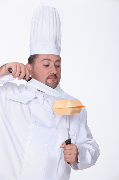Chef with a takeaway box - Фото, изображение