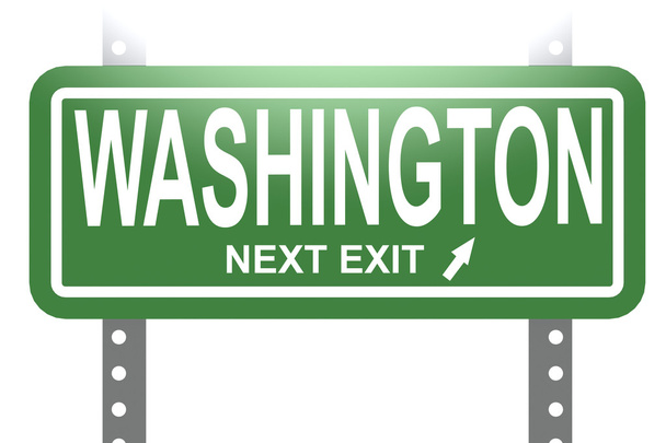Waszyngton zielony znak pokładzie na białym tle - Zdjęcie, obraz
