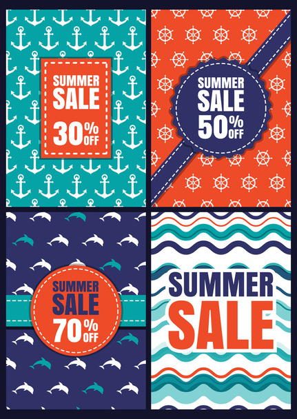 Set of vector summer sale design. Seamless abstract patterns and - Vektor, Bild
