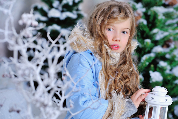 Dziewczyna w Boże Narodzenie dekoracje - Zdjęcie, obraz