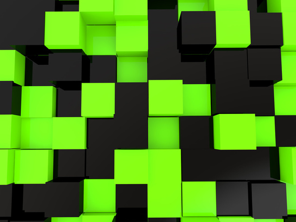 3d black and green cubes background - Photo, Image