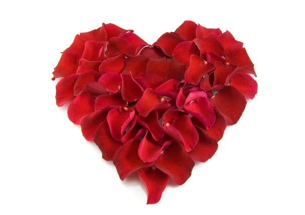Rose petals in a shape of a heart - Foto, Imagem