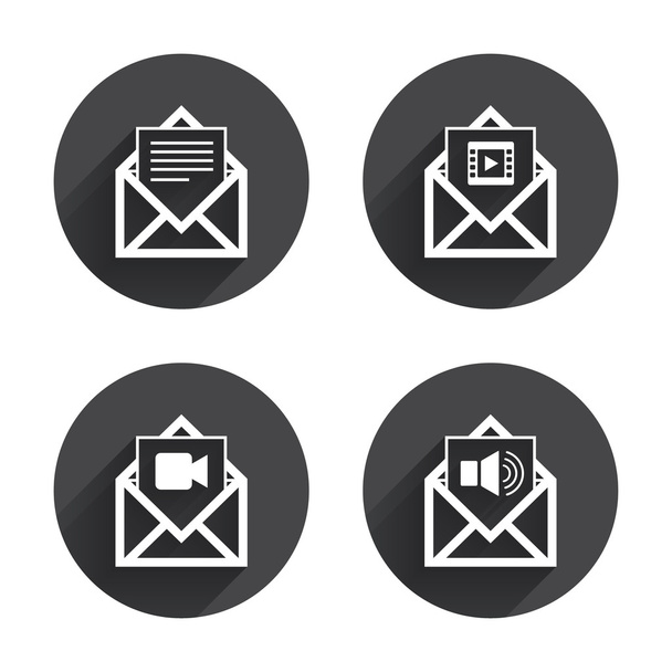 Mail envelope, message icons. - Vektör, Görsel