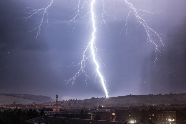 Lightning storm over city - Photo, Image