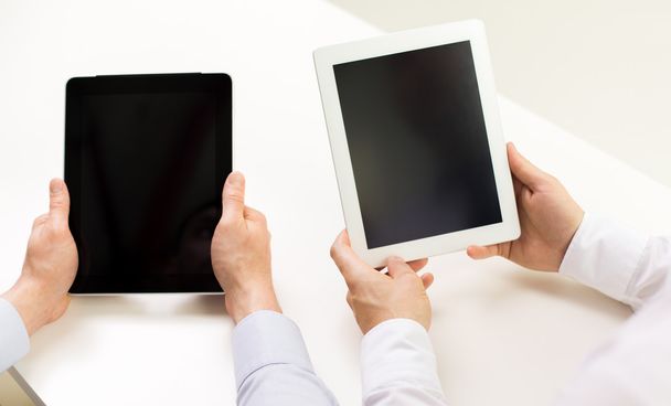 close up of businessman hands with tablet pc - Fotó, kép