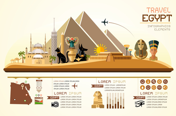 Informacji graficznej podróży i landmark Egipt szablonu projektu. - Wektor, obraz