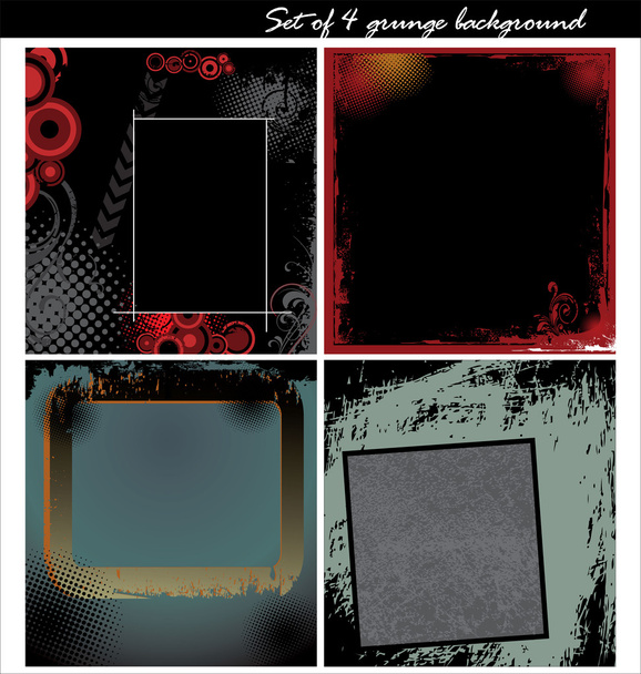 Set of 4 grunge backgrounds - ベクター画像