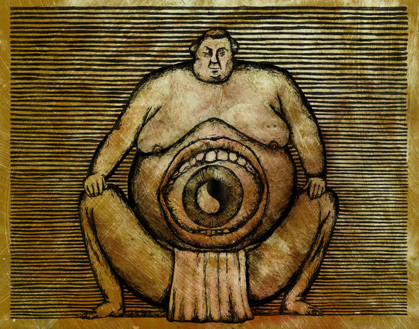 толстый японский борец сумо
 - Фото, изображение