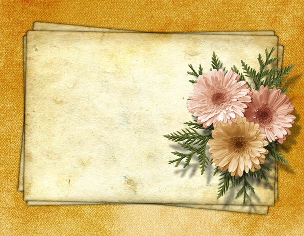 Old paper chrysanthemum on the abstract background. - Foto, Imagen
