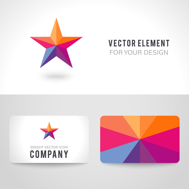 Bright colorful star shape in modern polygonal crystal style - Vector, Imagen