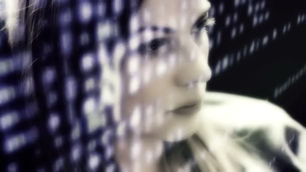 Futuristic woman hacking code - Footage, Video