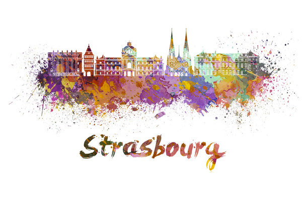skyline Estrasburgo en acuarela
 - Foto, Imagen