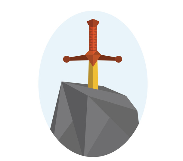Σπαθί στην πέτρα επίπεδη σχεδίαση - Διάνυσμα, εικόνα