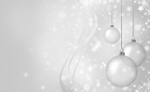 Élégante carte de Noël en argent avec boules de verre
 - Photo, image