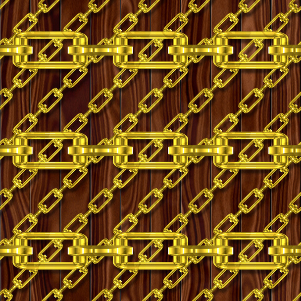 Eisenketten mit Holz nahtlose Textur - Foto, Bild