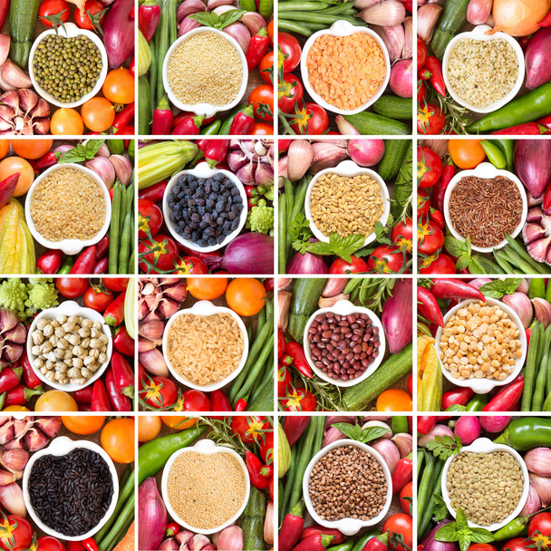 Collage of legumes and cereals - Photo, Image