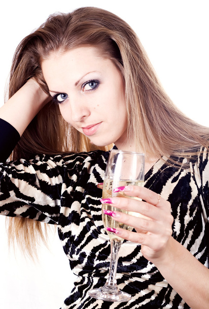 Beautiful girl with champagne - Foto, imagen