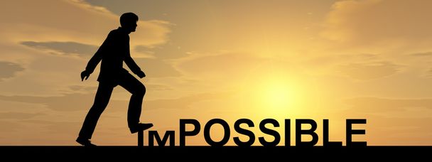 Cbusinessman  stepping over impossible text - Photo, Image