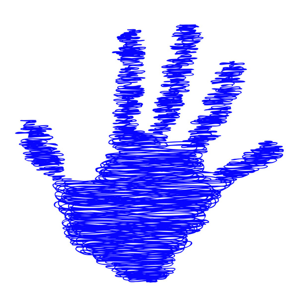 blue painted drawing hand shape - Φωτογραφία, εικόνα