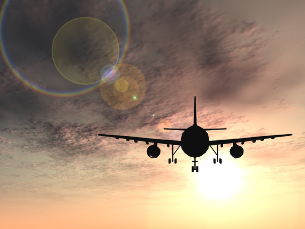 silhouet van de vliegtuigen vliegen - Foto, afbeelding