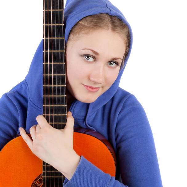 pretty young girl with guitar - Φωτογραφία, εικόνα