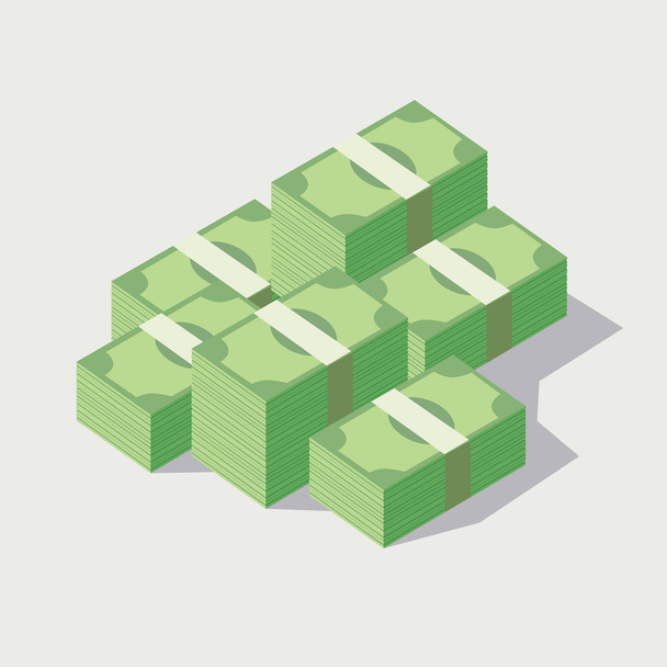 σωρούς από πράσινα τραπεζογραμματίων - Διάνυσμα, εικόνα