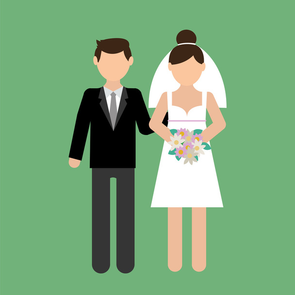 Illusztráció: esküvői pár - Vektor, kép