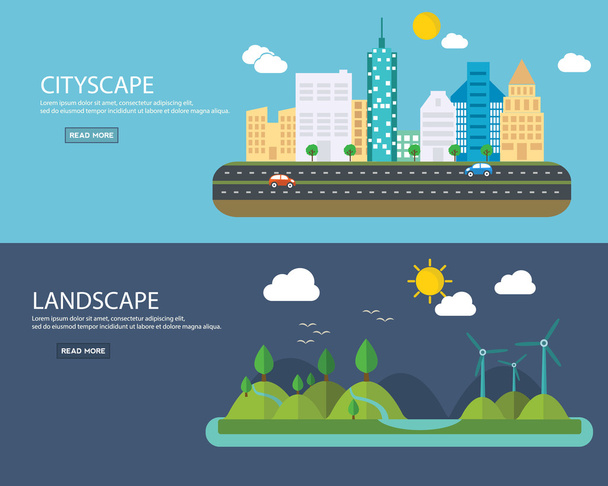 グリーン エネルギーと都市景観 - ベクター画像