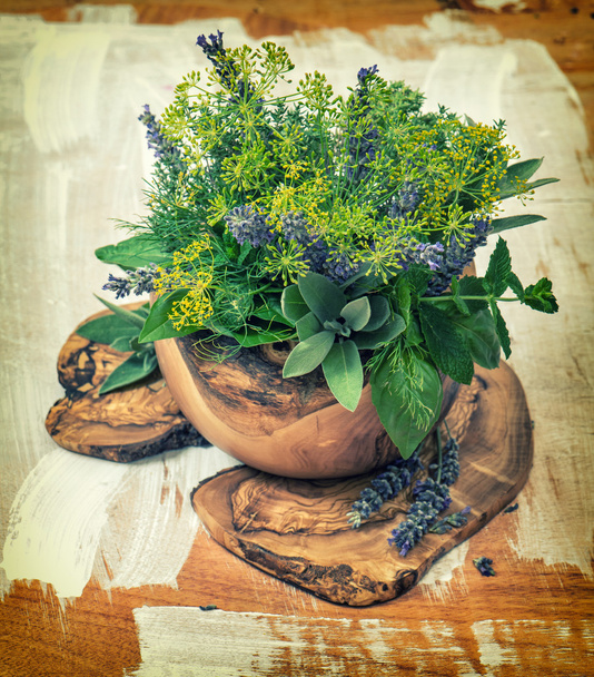 Dill, thyme, sDill, sage, lavender, mint, basil. Healthy food. H - Foto, afbeelding