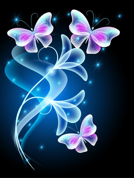 Butterflies with glowing firework - Vector, afbeelding