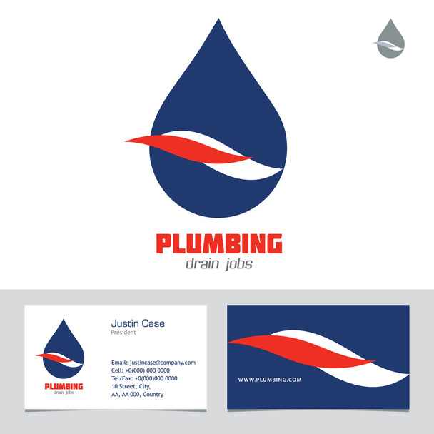 Plumbing Business Sign & Business card vector template. - Vector, Image