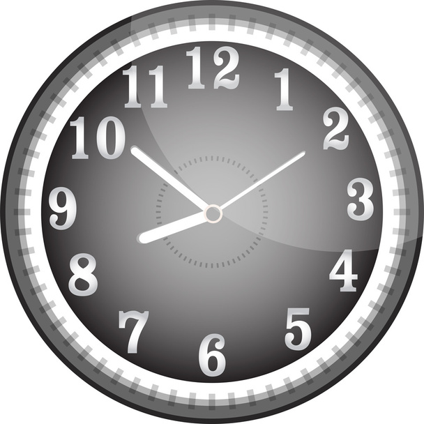 Silver vector wall clock with black face - Vecteur, image