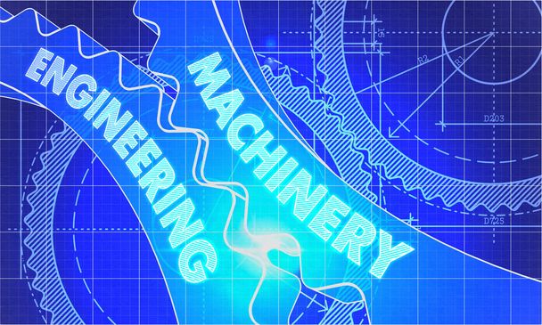 machinery engineering on Blueprint of Cogs. - 写真・画像