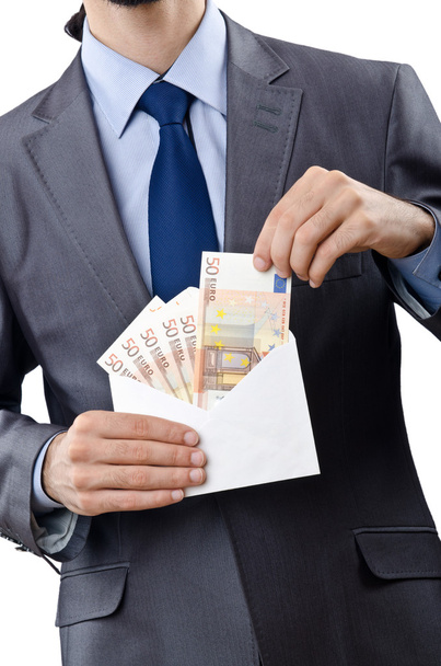 Man with euro banknotes - Фото, изображение