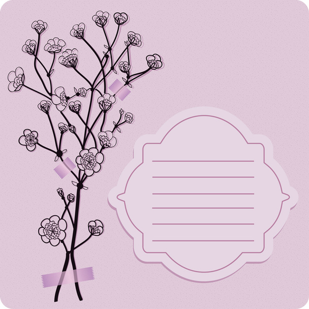Floral purple card - Διάνυσμα, εικόνα