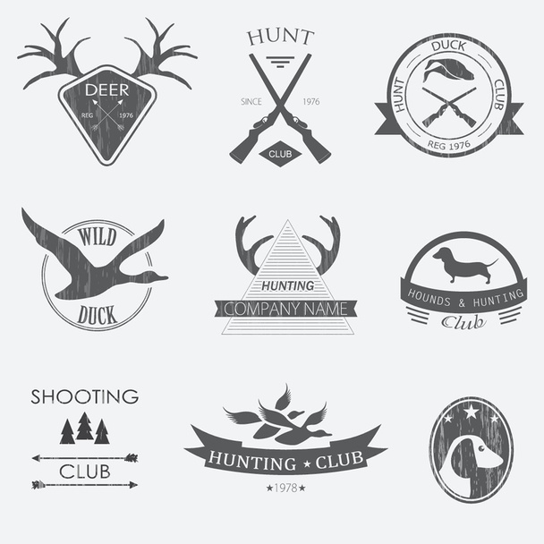 Set of vintage hunting labels and design elements - Vettoriali, immagini